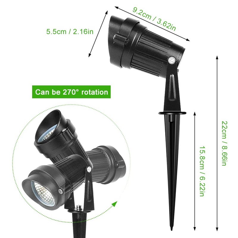 LightingWill 5W LED Landscape Lights, Warm White 3000K-3500K, Waterproof DC 12V COB LED Outdoor Wall Spotlight Low Voltage Garden Tree Spot Lighting for,Yard,Pathways,Fence (4 Pack) - Image 2